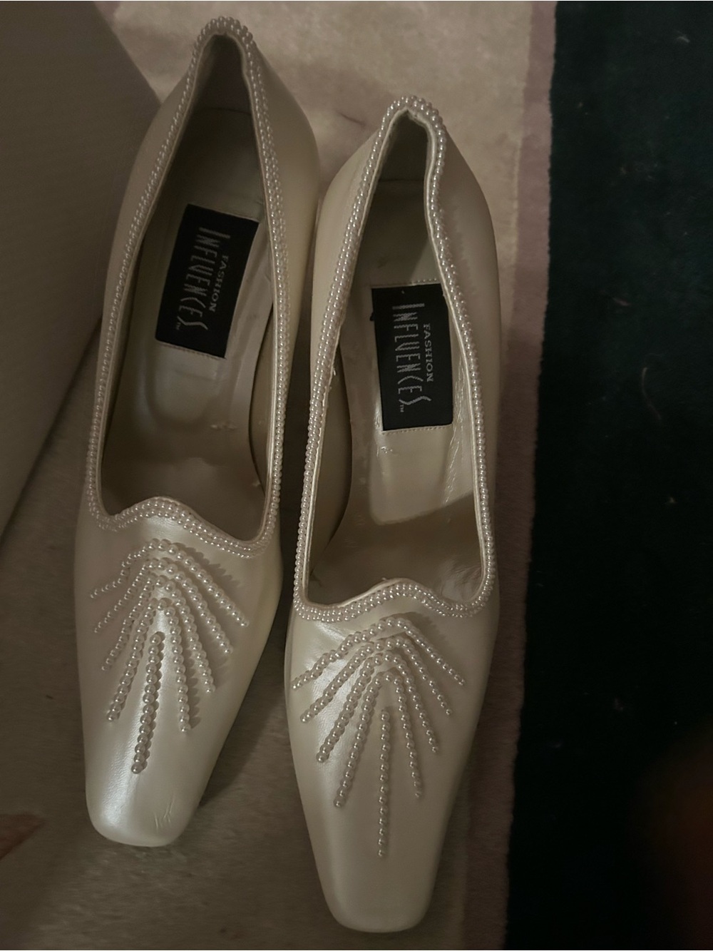 Influence Pearl-Embellished Ivory Women’s Dress Heels